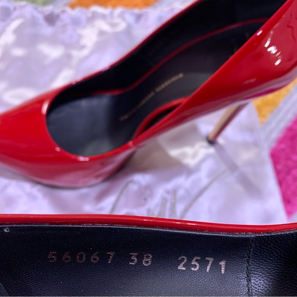 GIUSEPPE ZANOTTI Red Patent Peep Toe Heels Pumps 38 I56067 - Picture 14 of 16